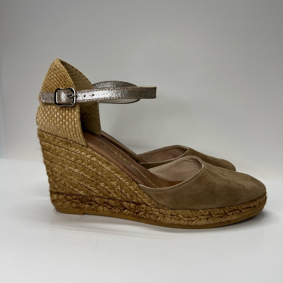 GIAMO ESPADRILLES wedge heels size 40/10 neutral rope wedge tan taupe - Picture 10 of 14